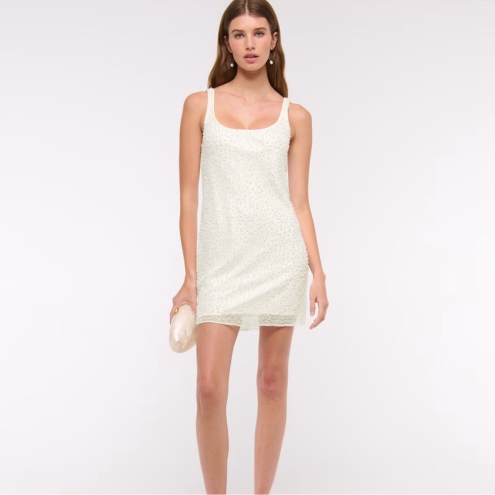 Abercrombie & Fitch Pearl-Embellished White Dress